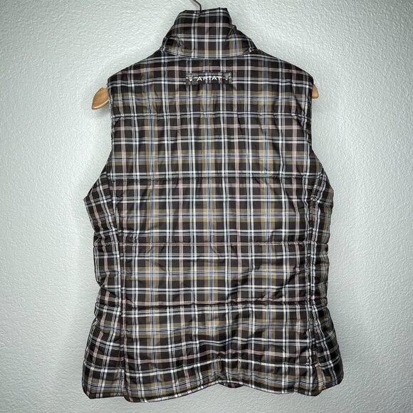 Ariat Womens Plaid Quilted Camden Riding Vest - Zip Up. Size M - Picture 5 of 9